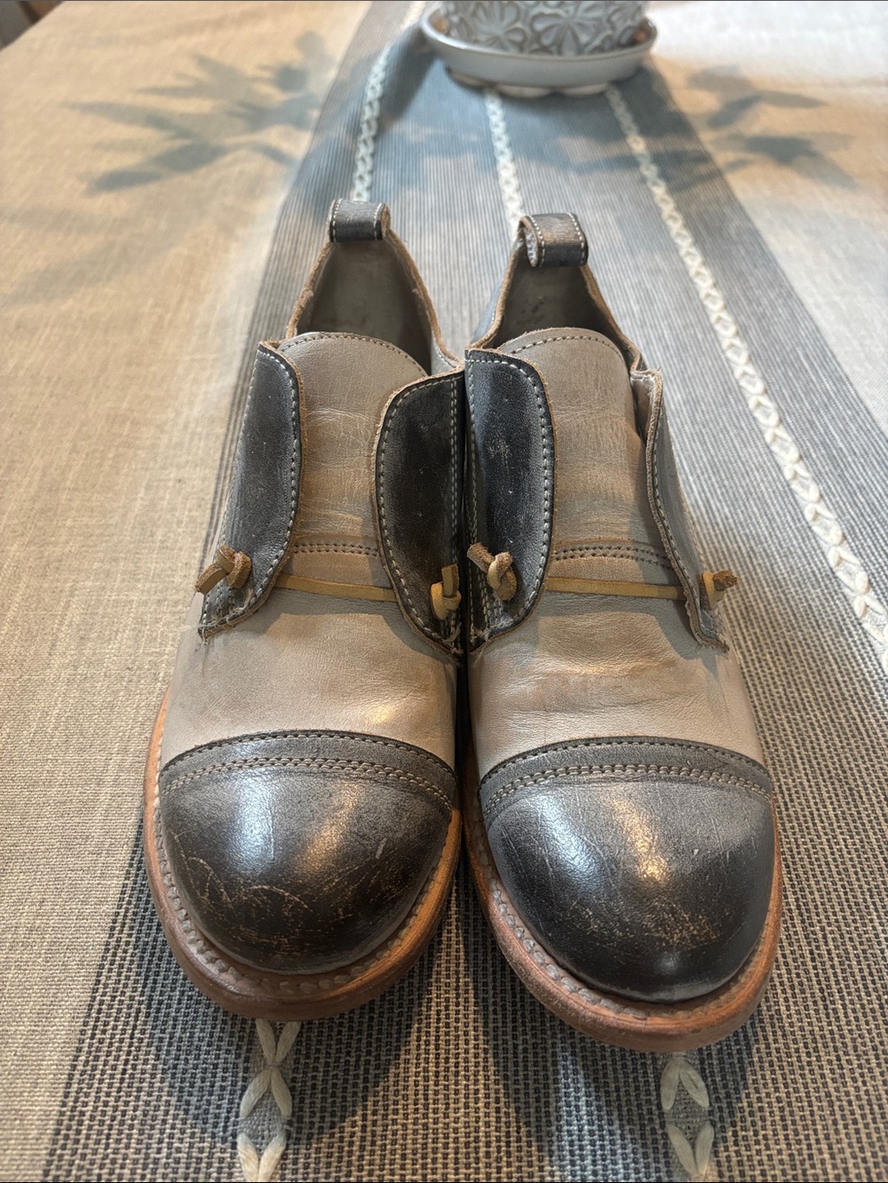 freebird Two-Tone Gray and Leather Women's Slip-On Flats